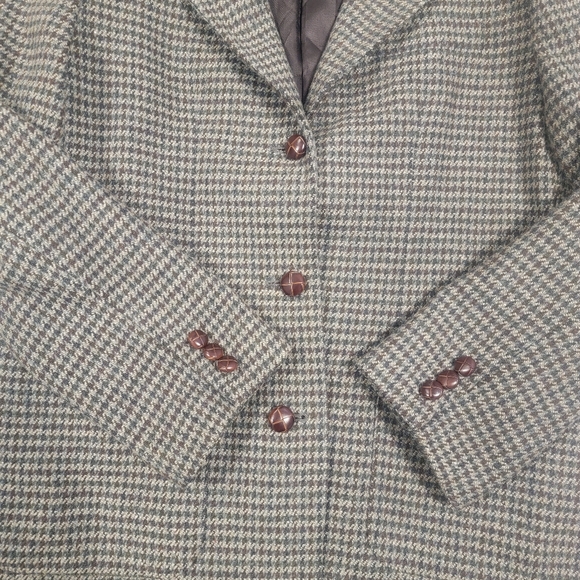 LL Bean Blazer Vintage Womens 10 Houndstooth Three Button Wool Jacket - Picture 11 of 13